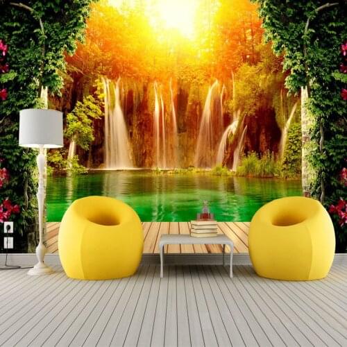 Customized Size 3D Non-woven Photo Wallpaper Waterfall Natural Landscape Background Wall Mural Living Room Bedroom Wall Paper