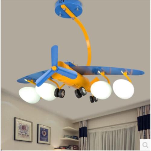 New aircraft light l childrens room ed cartoon creative ceiling lamp bedroom boy ceiling light iron glass child care LU721182