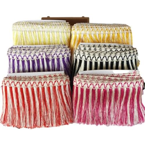 Wholesale 10Yard/lot Lace Fringe Trim 15cm Wide Tassel Fringe Trimming For DIY Latin Dress Stage Clothes Accessories Lace Ribbon