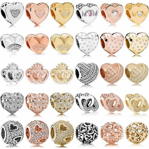 Pandora Openwork Romantic Heraldic Mother Open You Heart Fan of Love Charm 925 Sterling Silver Beads Fit Bracelet DIY Jewelry