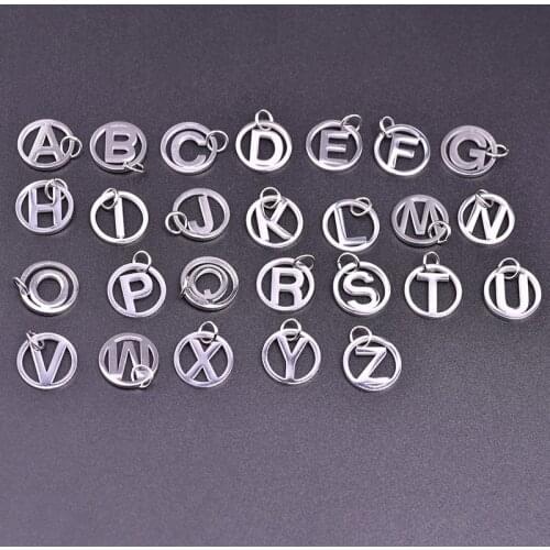 5Pcs Stainless Steel Round Hollow Alphabet Initial Word ABC DIY Letter Charms For Bracelet Necklaces Making Jewelry Handmade