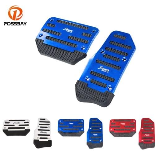 POSSBAY Car Aluminum Automatic Gear Brake 2Pcs/set Accelerator Non-Slip for VW Audi Foot Pedal Pad Cover Red/Blue/Silver Parts
