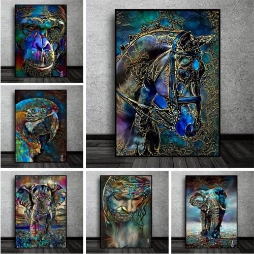 Colorful Animal Wall Art Poster Abstract Graffiti Canvas Painting And Prints Wall Pictures For Living Room Decoration Home Decor