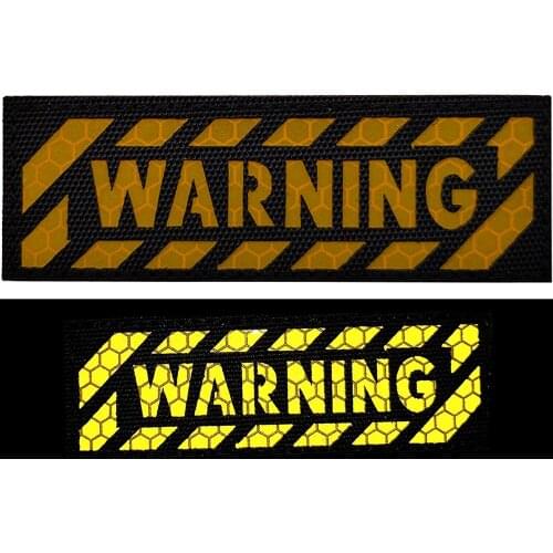 Warning Safety Labels Letters IR 3D PVC Patch Infrared Reflective Applique Military Fastener Hook Patches DIY Stickers Badges