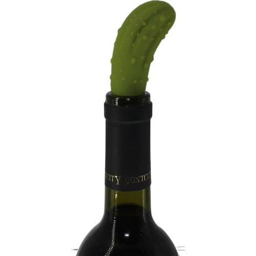 Resealable Silicone Vegetable Cucumber Red Wine Bottle Stopper Cork Tools Cucumber Shape Design Bar Kitchen Accessory