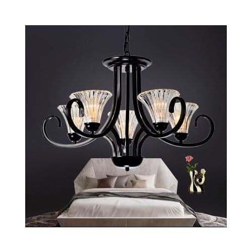 Restaurant glass lamp lighting Multiple Chandelier fashion iron light living room lights bedroom lamp