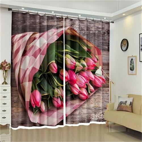 Customized Bouquet Luxury 3D Blackout Window Curtain Drapes For Living room Bed room Hotel Wall Tapestry Cortinas