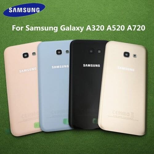 For Samsung Galaxy A5 2017 A520 SM-A520F A3 A320F A7 A720F Battery Back Cover Door Housing Replacement + Rear Camera Glass Lens