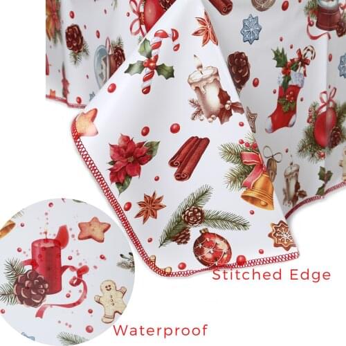 Decoser Heavy Duty Flannel Backed Vinyl Tablecloth with Flannel Backing Waterproof PVC 55x71inch Rectangle Christmas Table Cover