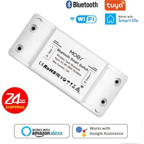 Tuya Bluetooth-compatible WiFi Smart Light Switch Universal Breaker Timer Smart Life Single Point Works With Alexa Google Home