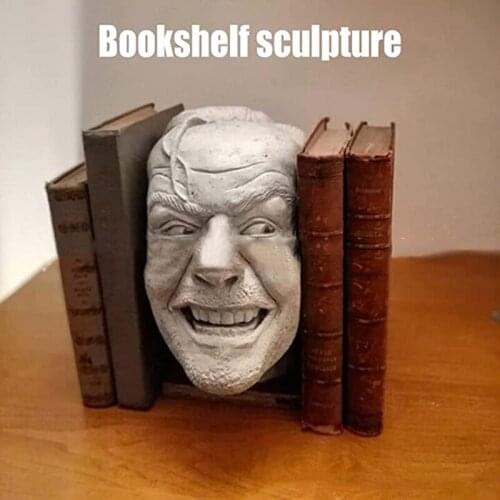 Unique Bookend Here’s Johnny Sculpture of the Shining Library Resin Desktop Book Shelf Ornament for Library Home Office Decorati