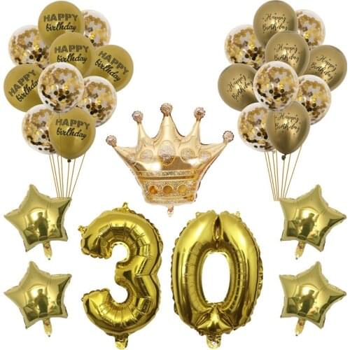 1Set Gold 16 18 21 30 40 50 60 Birthday Party Balloon Adult 30th 40th 50th 60th Number Foil Balloon Anniversary Decor Supplies