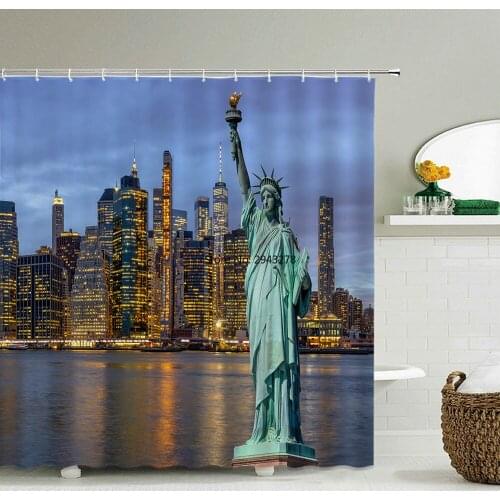 3D Printed Shower Curtain Statue of Liberty Polyester Fabric Bath Curtain for Bathroom Curtain Decoration Shower Curtains