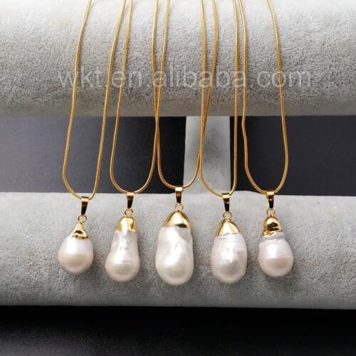 WT-N912 WKT Fashion Irregular Waterdrop Shape Natural Freshwater Pearl Necklace Witn High Quality Gold Color Top Women Necklace