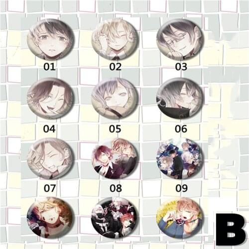 1pcs 58MM DIABOLIK LOVERS Sakamaki Shu Ayato Kanato Laito Badge Brooch Bag Cloth Deco Badge Beautify Icons Shoes Package Icon