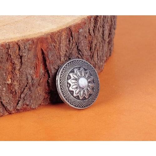 10PC 1" RETRO SLIVER FLORAL WESTERN BELT WALLET SADDLES CONCHOS STUD SCREW BACK