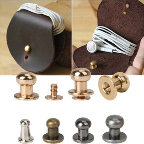 10Pcs/lot 6-10mm Solid Brass Round Head Stud Spot Screwback Screw Back Nail Rivet Nipple Buckle Leather Craft Bag Belt