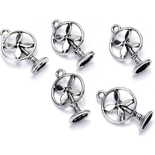 10pcs 12x20mm Zinc Alloy Metal Little Fan Charm Fit Bracelet Necklace Pendant Jewelry Tibetan Silver Color Accessories