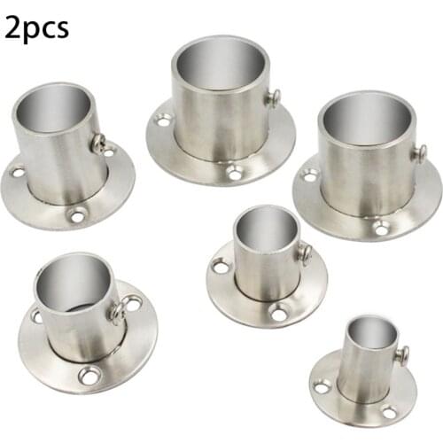2 Pcs Cabinet Clothes Closet Rod Bracket Holder Wardrobe Clothes Tube Pole End Support Flange Socket Furniture Hardware Bracket