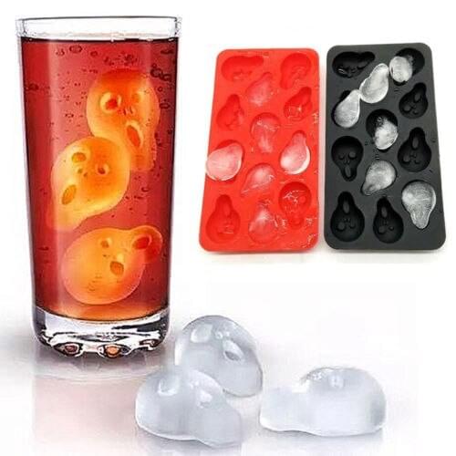 3D Skull Head Ice Cube Mold Halloween Skull Shaped Whisky Wine Ice Cube Tray Maker Chocolate Mould Bar Party Supplies Mould Gift