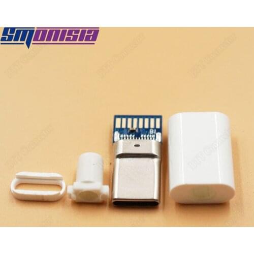 Smonisia 5pcs USB 3.1 Type C Male Connector Socket Welding Type PCB Board USB Jack C 4 in 1