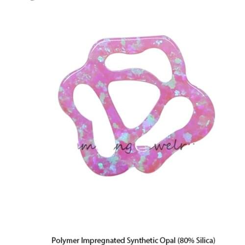 50PCS/lot Wholesale Pink Rose Hollow opal 15.3x13.4mm Synthetic Fire Opal Necklace Jewellery