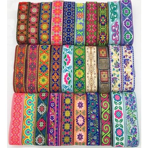 7M 3.3CM Vintage Ethnic Embroidery Lace Ribbon Boho Lace Trim DIY Clothes Bag Accessories Embroidered Fabric Custom HB47
