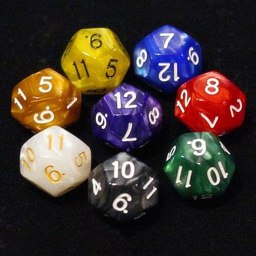 8PCS/LOT Colorful Top Quality Acrylic 12 Sided Dice , 8 Colors Choice With Free Shipping