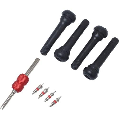 Aluminum Alloy Dual Head Valve Core Remover with 4pcs Valve Cores with 4pcs TR418 Tire Valve Stem