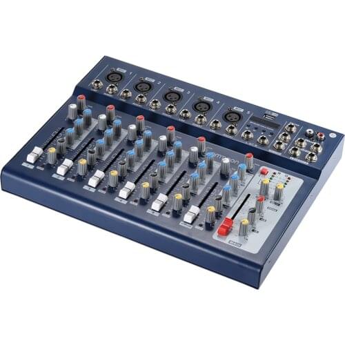 Ammoon F7-USB 7-Channel Digital Mic Line Audio Sound Mixer Mixing Console with USB Input 48V Phantom Power