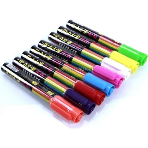 Free Shipping 8pcs/lot 8 Colors Highlighter Fluorescent Wet Liquid Chalk Marker Pen Screen Write Board Writing Easy to Erase