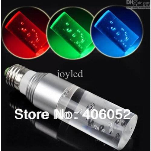 Cyclinder Crystal E27 3W LED Spotlight bulb lamp 16 Color flash RGB LED Bulb Lamp Lights warranty 2 years CE RoHS x 20pcs
