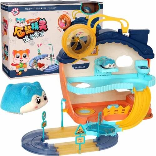 New Pattern Pet Hamster Electric Rail Car Induction Family Rail Car Childrens Educational Railway Kids Toys