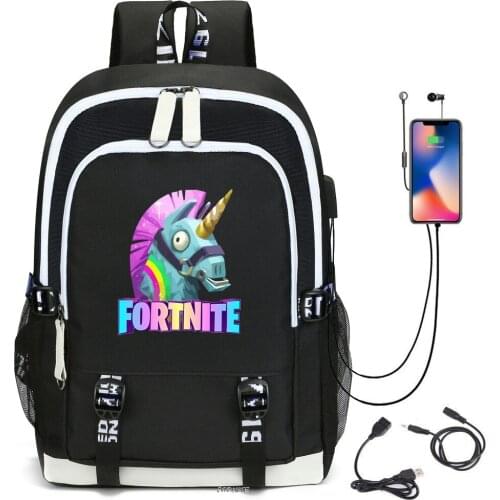 FORTNITE Backpack Men Women USB Charging Laptop Travel Bag Teenager Student Backpacks Casual Mochila