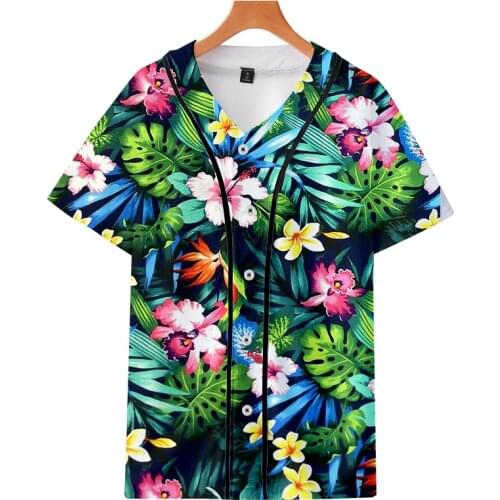 LCFA Custom Baseball Jersey Print Flower Leaf Sunflower Rose 3D Button T-shirt Man Hip Hop Gyms Uniforms Shirts Casual Tshirt