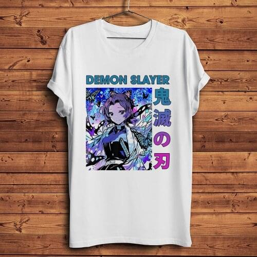 Shinobu Kocho Demon slayer kimetsu no yaiba funny anime tshirt Men White Casual short sleeve T Shirt Unisex otaku streetwear tee