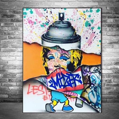 Graffiti City Street Art Posters Spray Paint Bottle Canvas Painting Wall Art Home Decor Picture For Living Room Abstract Cuadros