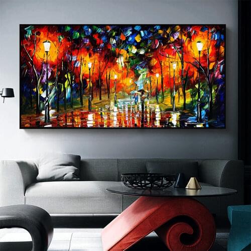 DDHH Wall Art Painting Landscape Canvas Print Posters Night Park Wall Pictures Colorful Pattern For Living Room No Frame