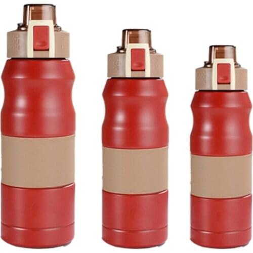 Red Outdoor Portable Straight Drink Jumping Cup 304 Stainless Steel Double Layer Thermos Cup Sports Bottle