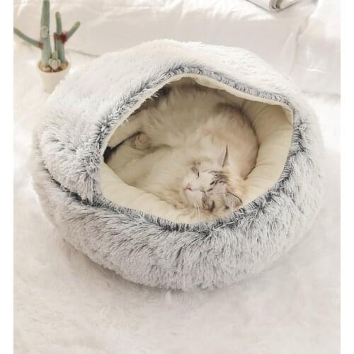 Round Cat Beds House Soft Long Plush Best Pet Dog Bed For Dogs Basket Pet Products Cushion Cat Bed Cat Mat Animals Sleeping Sofa