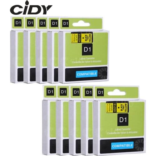 CIDY Dymo D1 45018 compatible for DYMO D1 Label Tapes 12mm black on yellow Label Maker Suitable Label Manager 210 450 LM160
