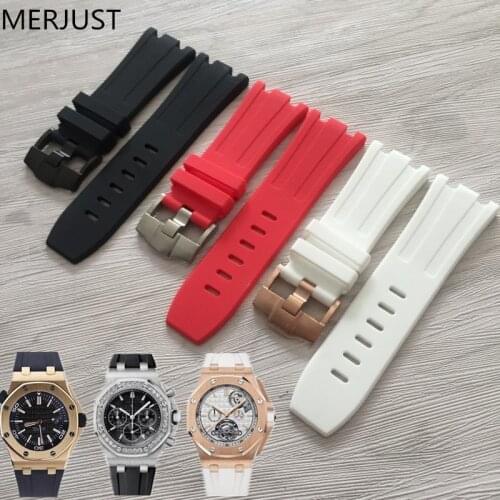 MERJUST Watch Accessories 28mm Natural Silicone Strap AP 15703 Royal Oak Waterproof and Sweatproof Mens Outdoor Sports Strap