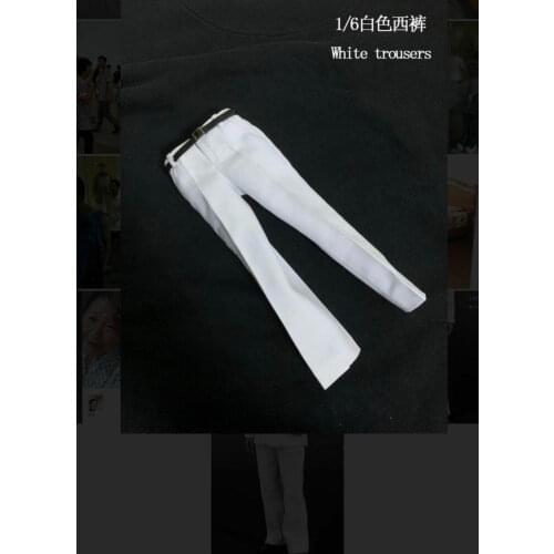 1/6 Scale White Trousers Model with Belt for 12" Male Body Action Figure Doll