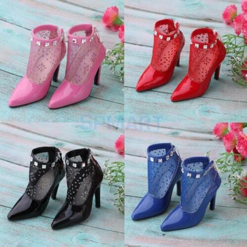 Fashion Ankle Boots 1/3 BJD High Heels for Night Lolita DOD DD SD Dollfie Doll PU Leather Stiletto Shoes Pointed Toe