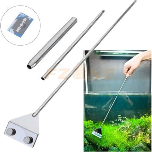 Aquarium Cleaner Kit Stainless Steel Aquarium Fish Tank Algae Scraper Aquatic Plants Algae Scraper Shaving Blade Grass