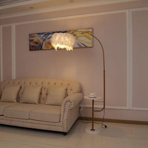 Feather lamp floor lamp living room bedroom girl princess fishing lamp Nordic creative net red floor lamps for living room E27