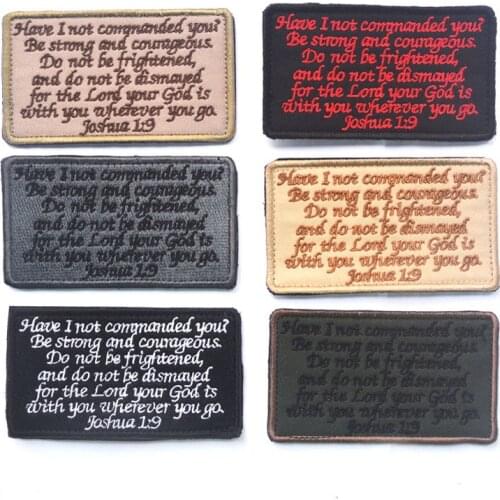 JOSHUA 1:9 GOD WITH YOU ARMY COMBAT INFIDEL BLACK OPS PATCH USA FASTENER FOREST BADGE MULTICAM AIRSOFT PATCH FOR BACKPACK JACKET