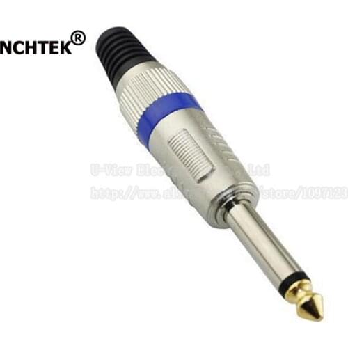 NCHTEK 1/4'' 6.35mm MONO Metal Plug with Black Plastic Audio Connector/Free Shipping/20PCS