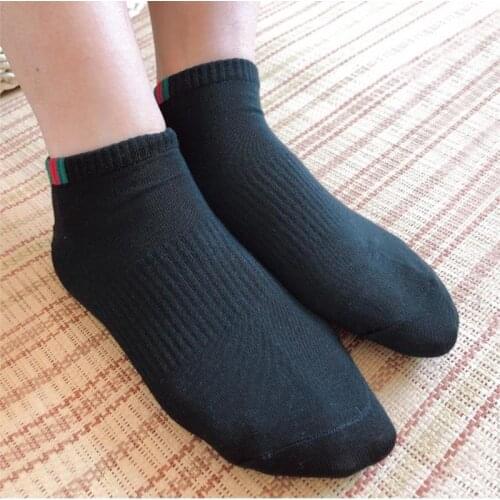 Women Socks Green Red Stripes Transparent Summer Thin Breathable Soft Femal Socks Invisible Short Boat Slip Silk New Tube Socks