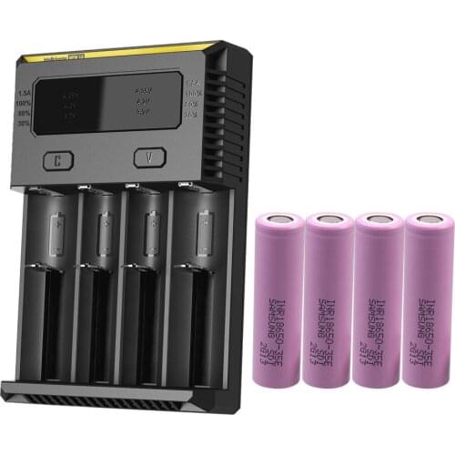 NITECORE NEW I4 Battery Charger + 4pcs 18650 3500mAh 35E batteries